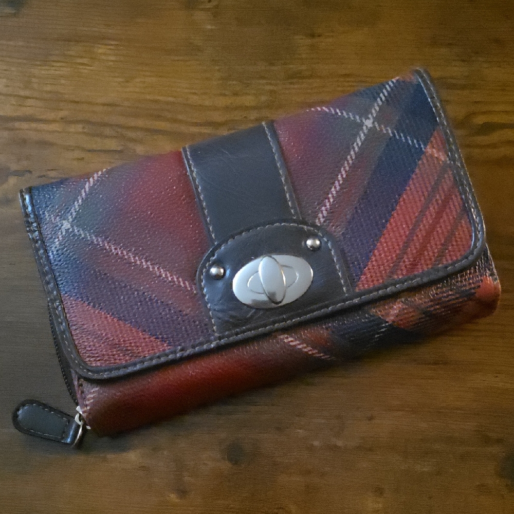 Agenda Red and Black Plaid Wallet